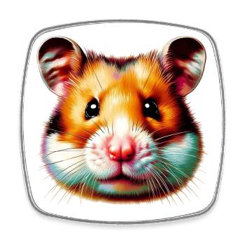 Hamster - Viereckiger Kühlschrankmagnet - Weiß - Vorne