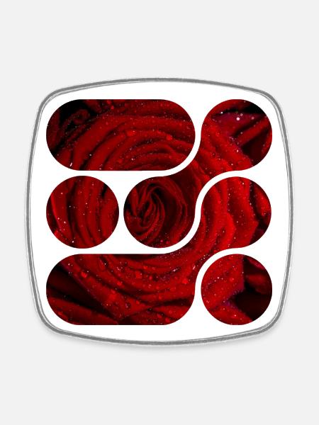 OCHOOO - Red Rose - Square fridge magnet - white