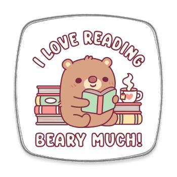 Süßer Bär Ich liebe es zu lesen Bärchen Viel Lustig - Viereckiger Kühlschrankmagnet - Weiß - Vorne