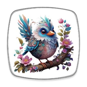 Oiseau fantastique majestueux - Magnet carré - blanc - Devant