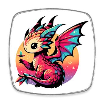 Drachen - Viereckiger Kühlschrankmagnet - Weiß - Vorne