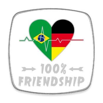 Brazil and Germany 100% friendship - Square fridge magnet - white - Front