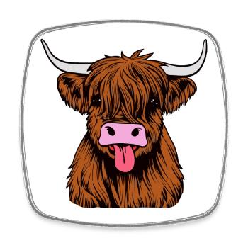 Highland bull - Square fridge magnet - white - Front