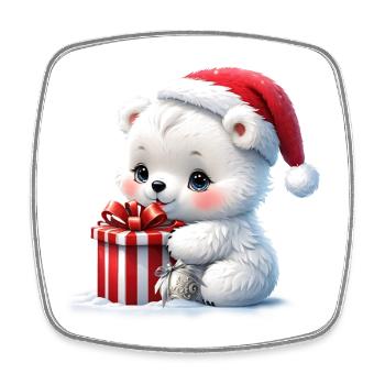 Der Weihnachtseisbär - Viereckiger Kühlschrankmagnet - Weiß - Vorne