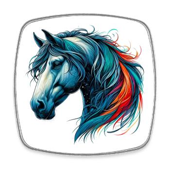 Cheval - Magnet carré - blanc - Devant