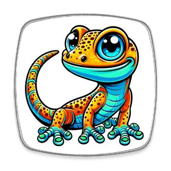 Gecko - Viereckiger Kühlschrankmagnet - Weiß - Vorne