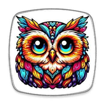Owl - Square fridge magnet - white - Front