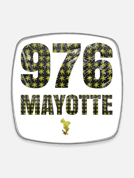 T SHIRT 976 MAYOTTE - Magnet carré - blanc