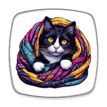 Chat - Magnet carré - blanc - Devant
