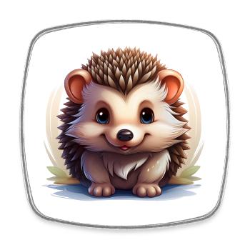 Ein niedlicher Igel - Viereckiger Kühlschrankmagnet - Weiß - Vorne