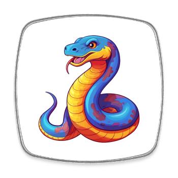 Anaconda Colorful Kawaii Cartoon Character Clipart - Square fridge magnet - white - Front