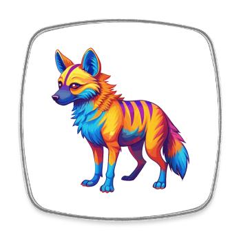 Aardwolf Bunte Kawaii Cartoon Figur Clipart - Viereckiger Kühlschrankmagnet - Weiß - Vorne