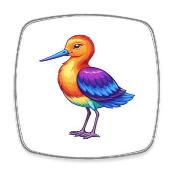 Avocet Bunte Kawaii Cartoon Figur Clipart - Viereckiger Kühlschrankmagnet - Weiß - Vorne