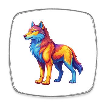 Arctic Wolf Colorful Kawaii Cartoon Character - Square fridge magnet - white - Front
