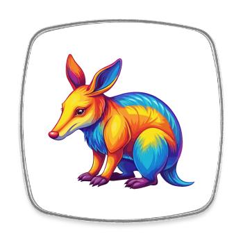 Aardvark coloré Kawaii Dessin animé Personnage Clipart - Magnet carré - blanc - Devant