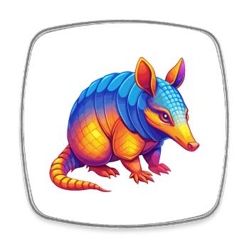 Armadillo Colorful Kawaii Cartoon Character Animal - Square fridge magnet - white - Front