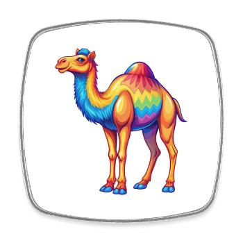 Camel Colorful Kawaii Cartoon Character Clipart - Square fridge magnet - white - Front