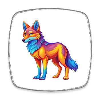 Kojote Bunte Kawaii Cartoon Figur Clipart - Viereckiger Kühlschrankmagnet - Weiß - Vorne