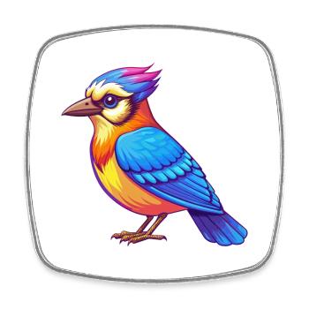 Blue Jay Bunte Kawaii Cartoon Figur Clipart - Viereckiger Kühlschrankmagnet - Weiß - Vorne