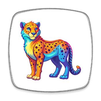 Cheetah Colorful Kawaii Cartoon Character Clipart - Square fridge magnet - white - Front
