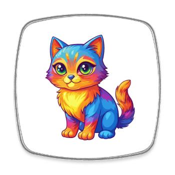 Cat Colorful Kawaii Cartoon Character Clipart - Square fridge magnet - white - Front