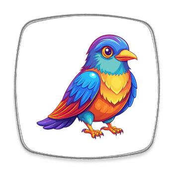 Cuckoo Colorful Kawaii Cartoon Character Clipart - Square fridge magnet - white - Front