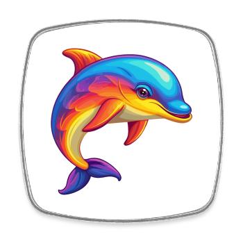 Dolphin Colorful Kawaii Cartoon Character Clipart - Square fridge magnet - white - Front