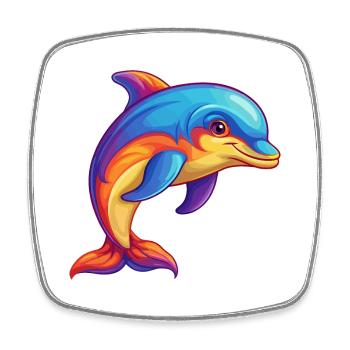Dolphin Colorful Kawaii Cartoon Character Clipart - Square fridge magnet - white - Front