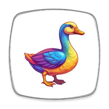Goose Colorful Kawaii Cartoon Character Clipart - Square fridge magnet - white - Front