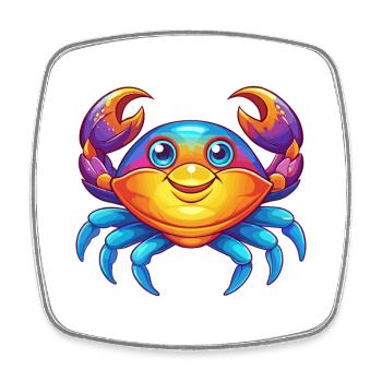 Krabbe Bunte Kawaii Cartoon Figur Clipart - Viereckiger Kühlschrankmagnet - Weiß - Vorne