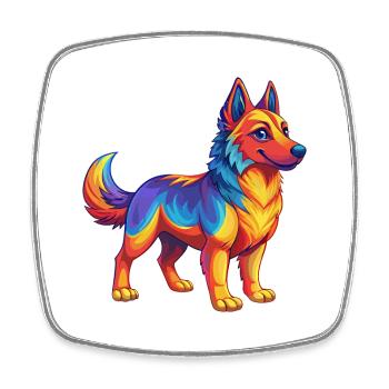 Hund Bunte Kawaii Cartoon Figur Clipart - Viereckiger Kühlschrankmagnet - Weiß - Vorne