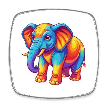 Elefant Bunte Kawaii Cartoon Figur Clipart - Viereckiger Kühlschrankmagnet - Weiß - Vorne