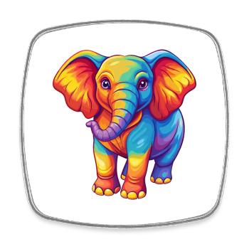 Elefant Bunte Kawaii Cartoon Figur Clipart - Viereckiger Kühlschrankmagnet - Weiß - Vorne