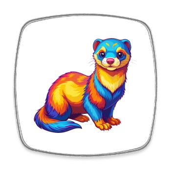 Ferret coloré Kawaii Dessin animé Personnage Clipart - Magnet carré - blanc - Devant
