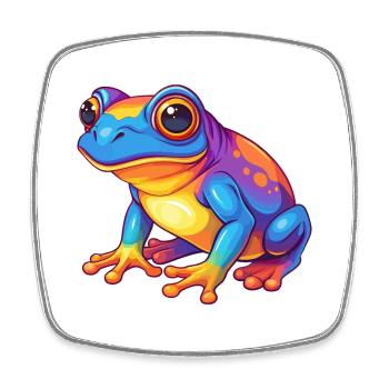 Frog Colorful Kawaii Cartoon Character Clipart - Square fridge magnet - white - Front