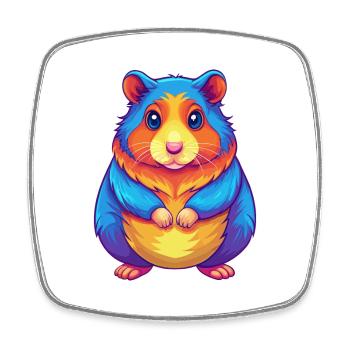 Hamster Bunte Kawaii Cartoon Figur Clipart - Viereckiger Kühlschrankmagnet - Weiß - Vorne
