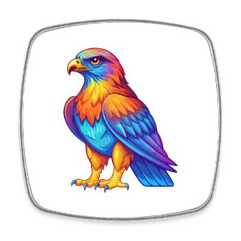 Hawk coloré Kawaii Dessin animé Personnage Clipart - Magnet carré - blanc - Devant