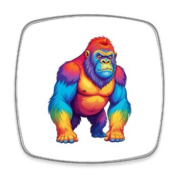 Gorilla Bunte Kawaii Cartoon Figur Clipart - Viereckiger Kühlschrankmagnet - Weiß - Vorne