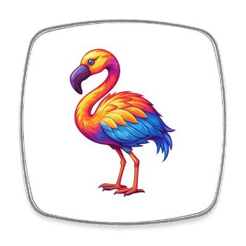 flamant rose coloré kawaii dessin animé personnage clipart - Magnet carré - blanc - Devant