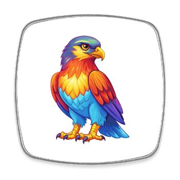 Falcon Colorful Kawaii Cartoon Character Clipart - Square fridge magnet - white - Front