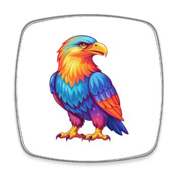 Eagle Colorful Kawaii Cartoon Character Clipart - Square fridge magnet - white - Front
