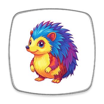 hérisson coloré kawaii dessin animé personnage clipart - Magnet carré - blanc - Devant