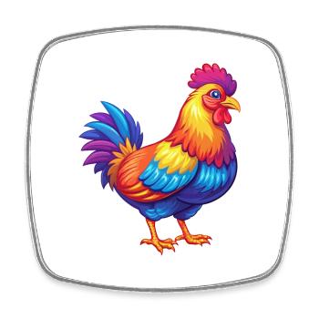 Poule coloré Kawaii dessin animé Personnage Clipart - Magnet carré - blanc - Devant