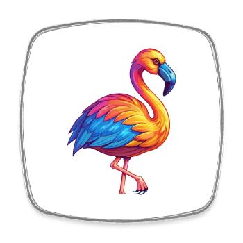 flamant rose coloré kawaii dessin animé personnage clipart - Magnet carré - blanc - Devant