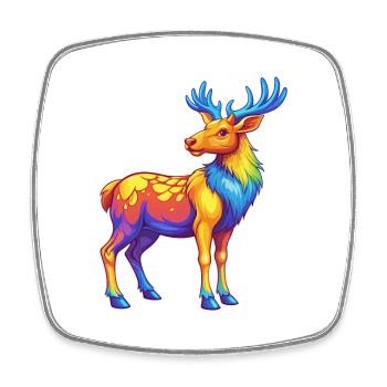 Elk coloré Kawaii Dessin animé Personnage Clipart - Magnet carré - blanc - Devant