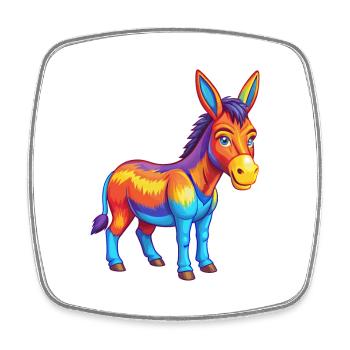 Donkey Colorful Kawaii Cartoon Character Clipart - Square fridge magnet - white - Front