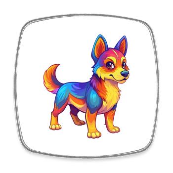 Hund Bunte Kawaii Cartoon Figur Clipart - Viereckiger Kühlschrankmagnet - Weiß - Vorne