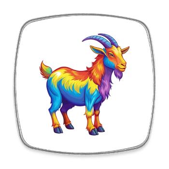Chèvre coloré Kawaii Dessin animé Personnage Clipart - Magnet carré - blanc - Devant