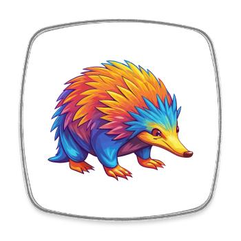 Echidna Colorful Kawaii Cartoon Character Clipart - Square fridge magnet - white - Front