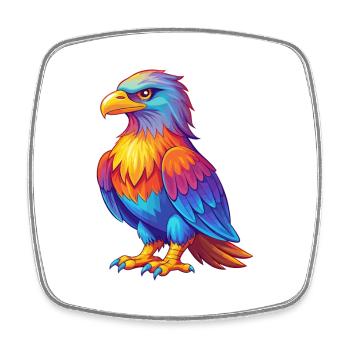 Eagle Colorful Kawaii Cartoon Character Clipart - Square fridge magnet - white - Front